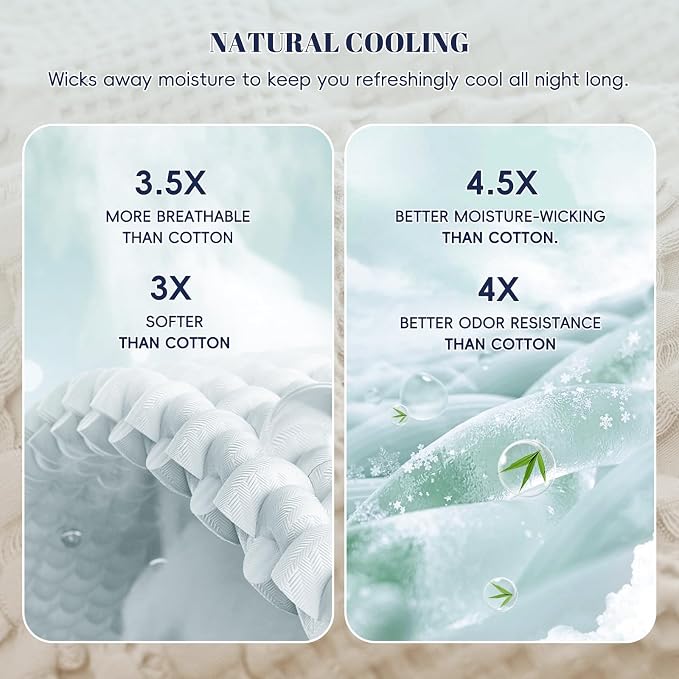 PHF Cooling Waffle Blanket King Size, Lightweight 60% Rayon from Bamboo & 40% - Image 3