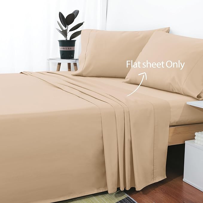 Cotton Twin Flat Sheet Only, 600 Thread Count 100% Egyptian Cotton Top Sheet - Image 2