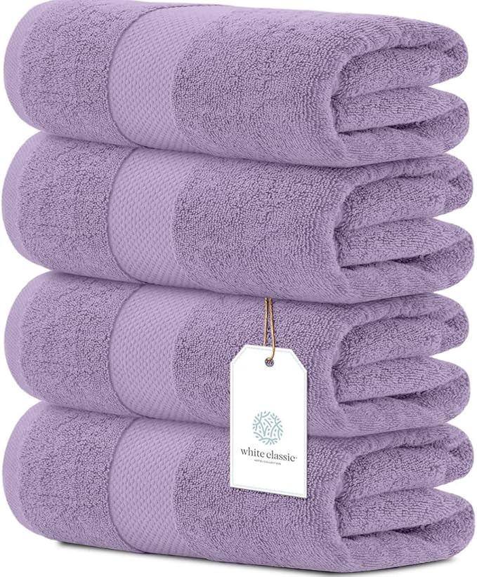 White Classic Luxury Bath Towels Set of 4 Large by WhiteClassic