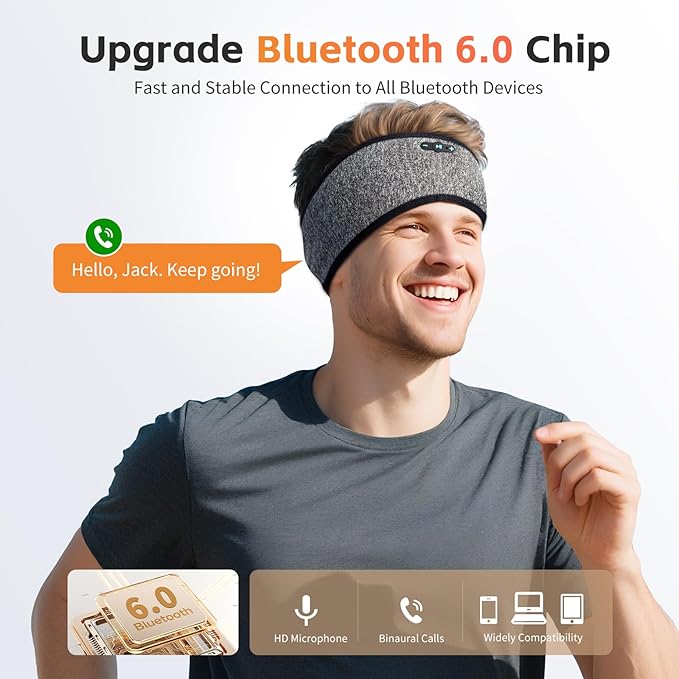 Sleep Headphones Bluetooth 6.0 Headband, 20H Playtime Headband Headphones - Image 3
