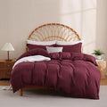 JSD Burgundy Duvet Cover Set Queen Size, 3 Piece Duvet Cover by JSD