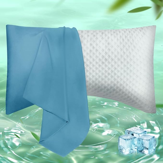 Curved Pillow Case King Size, Side Sleeper Pillow Cases Cover Cooling Rayon by JamRest