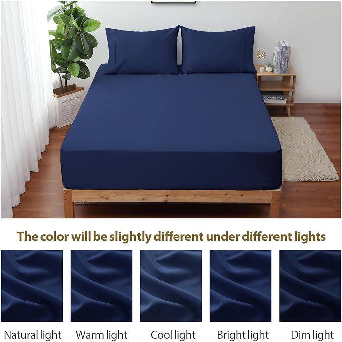 California King Size Fitted Sheet Only Navy Blue, 100% Egyptian Cotton 600 - Image 8