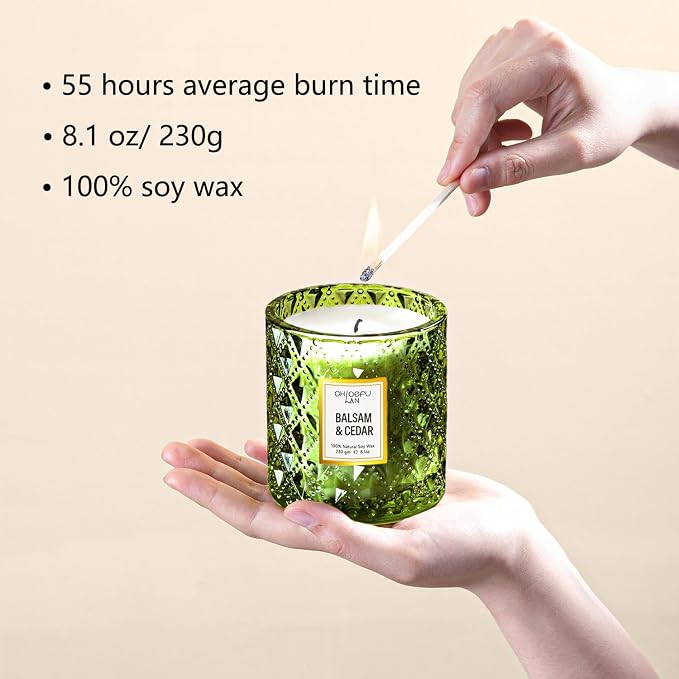 Chloefu LAN Balsam & Cedar Scented Candle Christmas Candles Gift, Christmas - Image 2