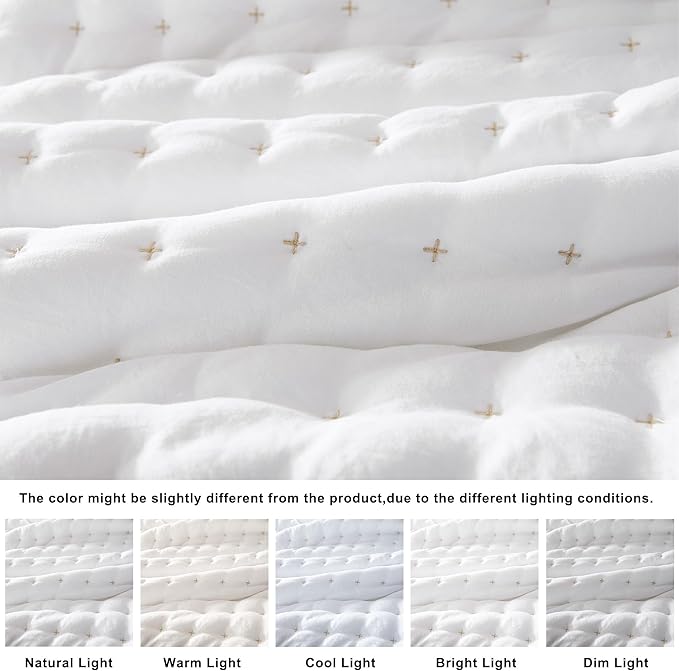 WDCOZY White King Size Quilt Bedding Sets - Image 2