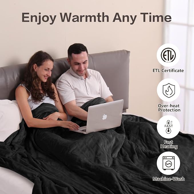 Tefici Electric Blanket King Size, Dual Control Super Cozy Soft 2-Layer Flannel - Image 2