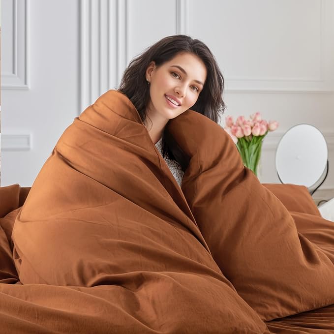 NEXHOME PRO Duvet Cover Set 100% Washed Cotton Oversized Queen 98"x98" - Image 7