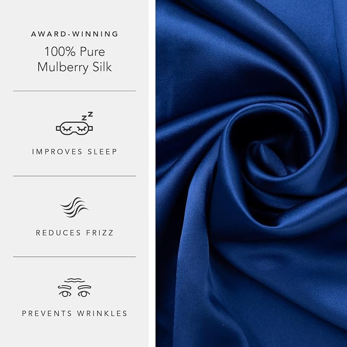Fishers Finery 25mm Mulberry Silk Queen Pillowcase Navy - Image 5