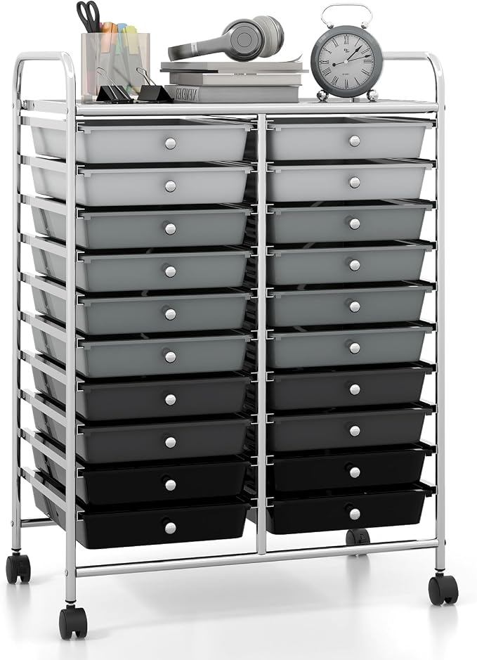 Giantex 20 Drawers Rolling Cart, Mobile Storage Drawer Cart, Classroom by Giantex