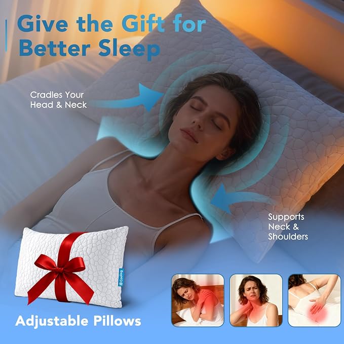 QUTOOL Cooling Pillow for Sleeping, CertiPUR-US Shredded Memory Foam Standard - Image 4
