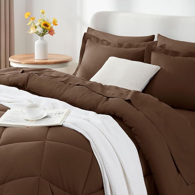 CozyLux King Size Comforter Set Brown - Image 9