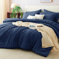 CozyLux Oversized King Comforter Set Navy Blue, 7 Pieces Bed in a Bag Comforter by CozyLux