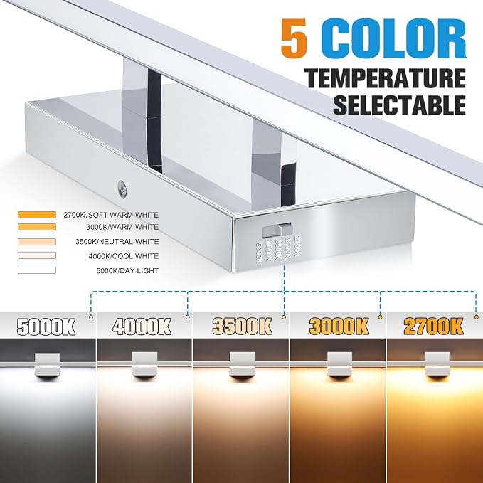 VOLISUN 48-Inch Dimmable Bathroom Vanity Light, 30W 5CCT LED Fixture Over Mirror - Image 2