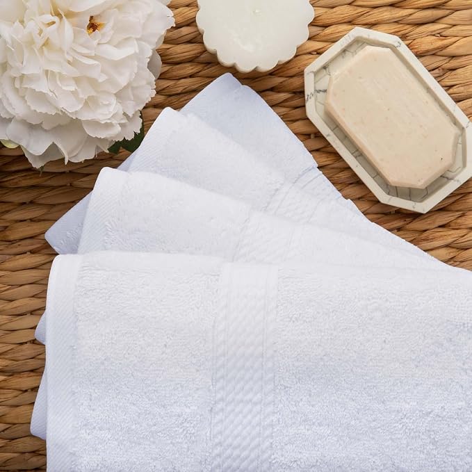SUPERIOR Egyptian Cotton Pile Hand Towel Set of 4, Ultra Soft Luxury Towels - Image 4