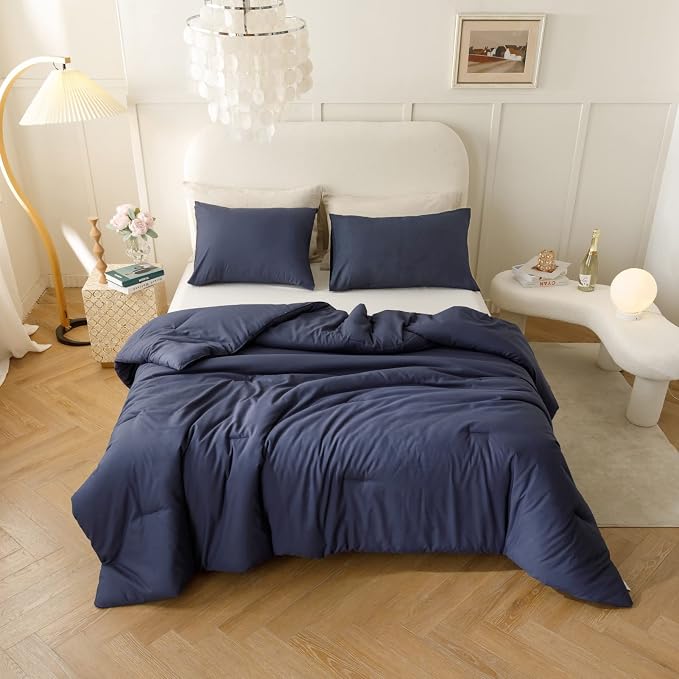 ROSGONIA California King Comforter Set Navy Blue - Image 7