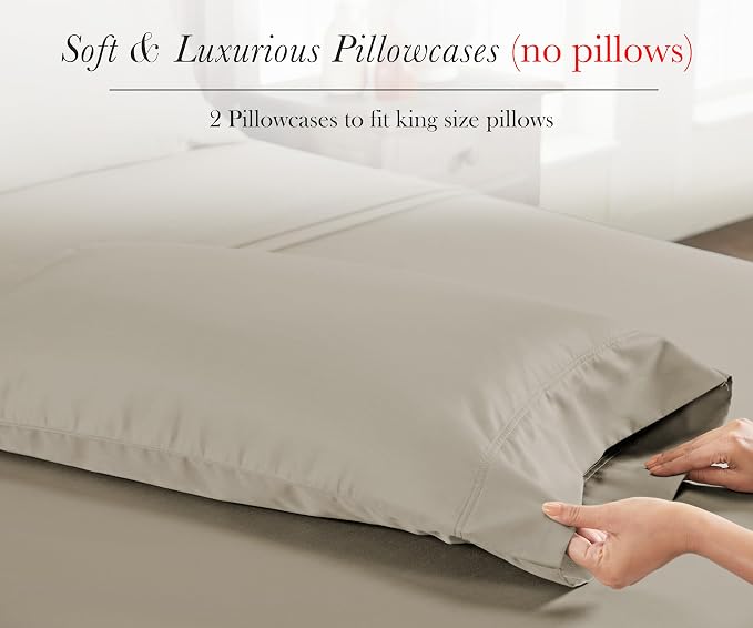 California Design Den 100% Egyptian Cotton King Size Pillow Cases Set of 2 - Image 4