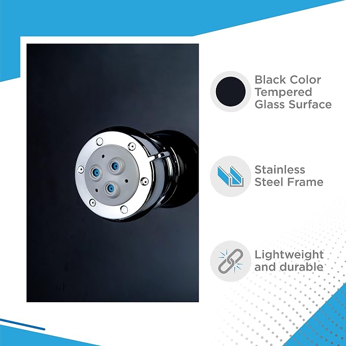 Blue Ocean 52” Aluminum SPA331B Tempered Glass Thermostatic Shower Panel Tower - Image 4