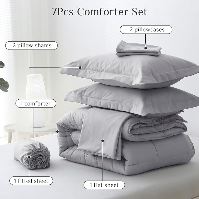 JOLLYVOGUE King Comforter Set, Ultra-Soft Bed in a Bag King Size 7 Pieces - Image 5