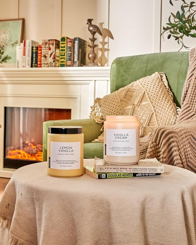 M&SENSE Lemon Vanilla Scented Candles, 19.4oz Organic Soy Wax, 110 Hours Long - Image 7