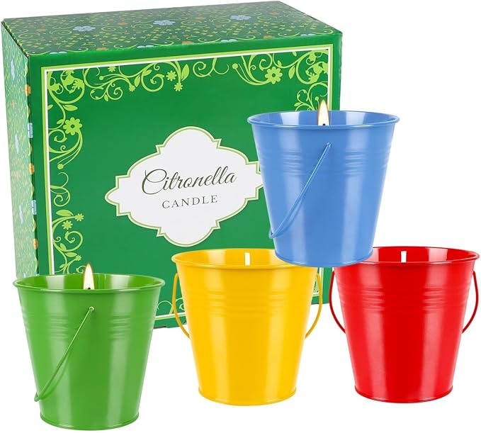 4 Pack 12oz Citronella Scented Candles, Colorful Metal Bucket Candles - Image 4