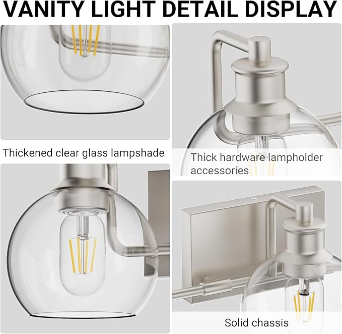 Tipace 3 Lights Vanity Light Bathroom Light Fixture Over Mirror - Image 5
