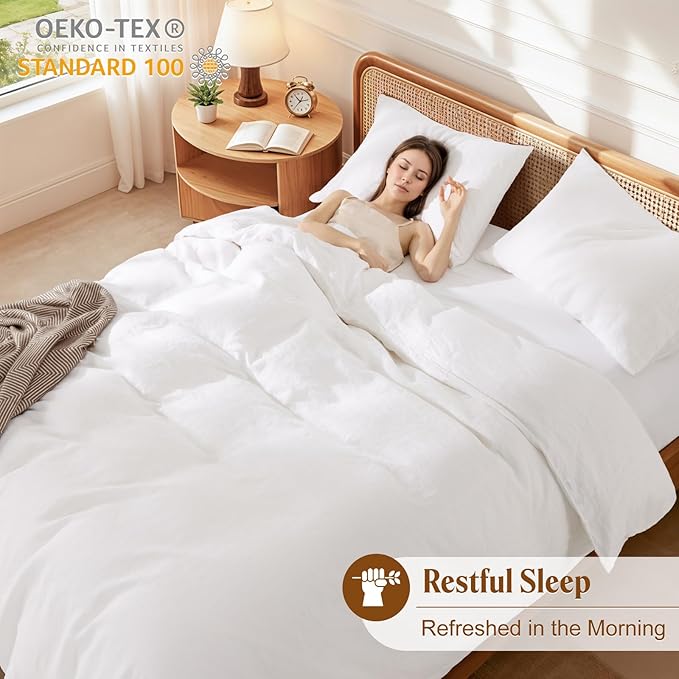 LBRO2M 100% France Linen Duvet Cover Set Cal King Size 3 Pcs Natural Flax - Image 6