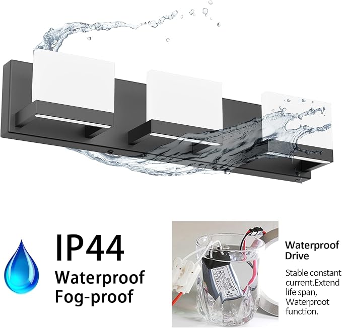 Tipace 3 Lights Black Dimmable LED Vanity Light - Image 3