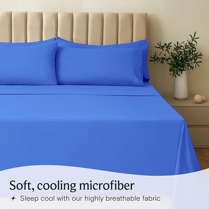 LuxClub 4 PC Sheet Set Bed Sheets Deep Pockets 16" Eco Friendly Wrinkle Free - Image 3
