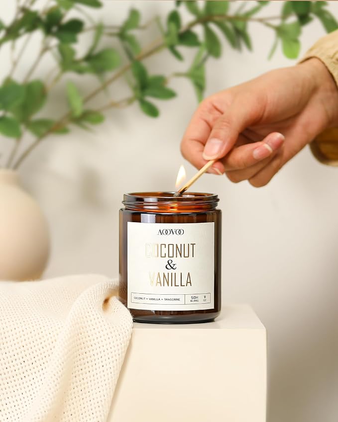 AOOVOO Coconut Vanilla Candles - 9 oz Scented Candles - Image 6