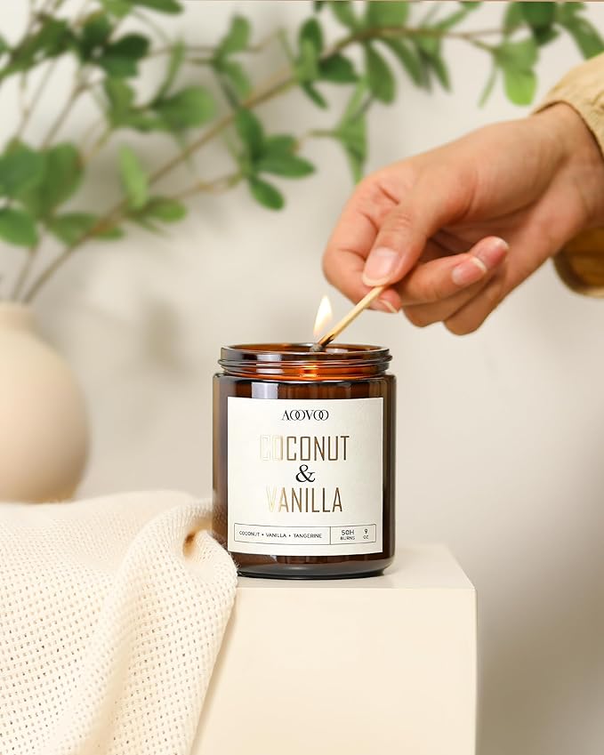 AOOVOO Coconut Vanilla Candles - 9 oz Scented Candles - Image 5