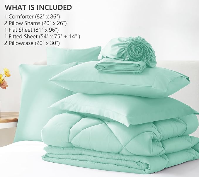 CozyLux Full Size Comforter Sets Mint Green - Image 6