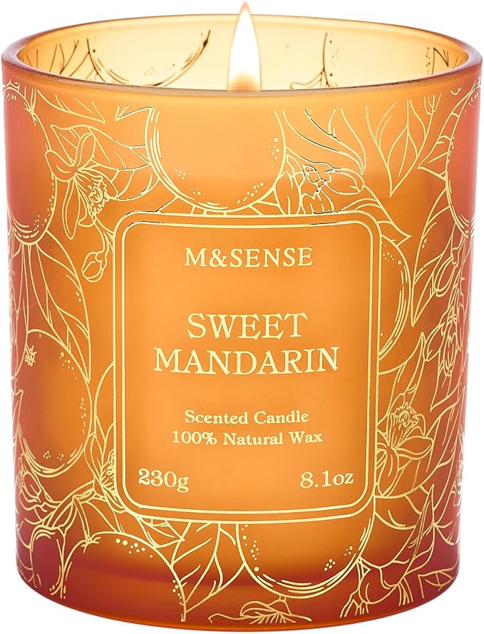 M&SENSE Sweet Mandarian Scented Vegan Soy Candles, No Toxin Refreshing Fragrance by MSENSE