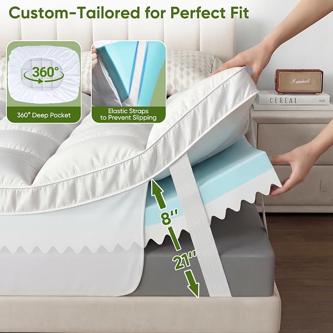 Extra Thick Memory Foam Mattress Topper Queen-5" Dual Layer - Image 6