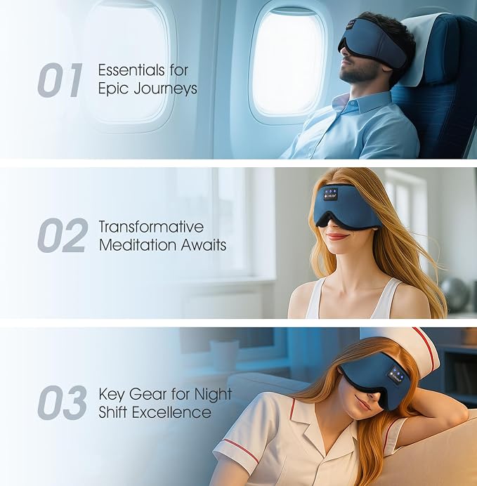 ZUMUSEN Bluetooth Sleep Headphones, 3D Wireless Music Eye Mask - Image 8