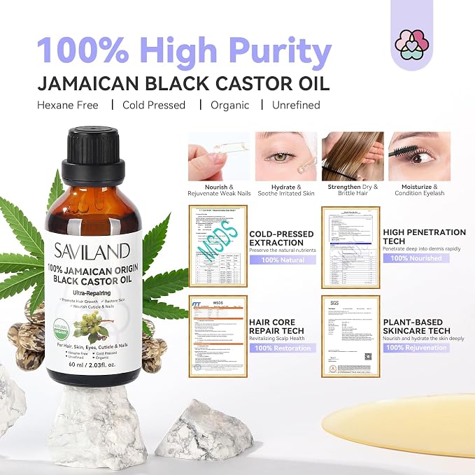SAVILAND Jamaican Black Castor Oil: 100% Pure, Unrefined - Image 4