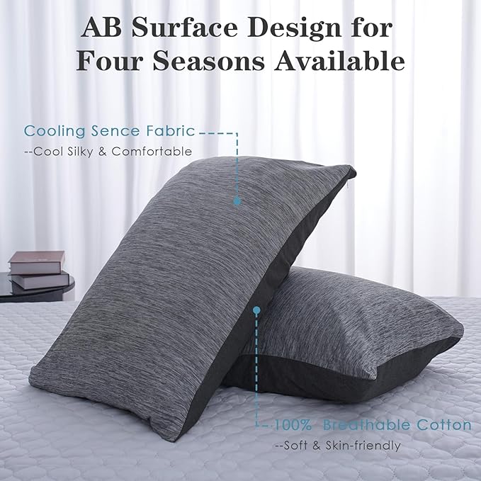 CHOSHOME Cooling Pillow Cases Zipper Pillow Covers Q-Max > 0.45 Zippered - Image 2