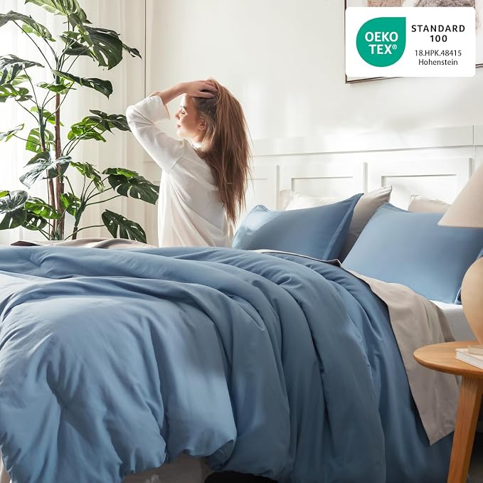 Litanika Oversized King Comforter Set Grayish Blue Super King Plus Size - Image 4