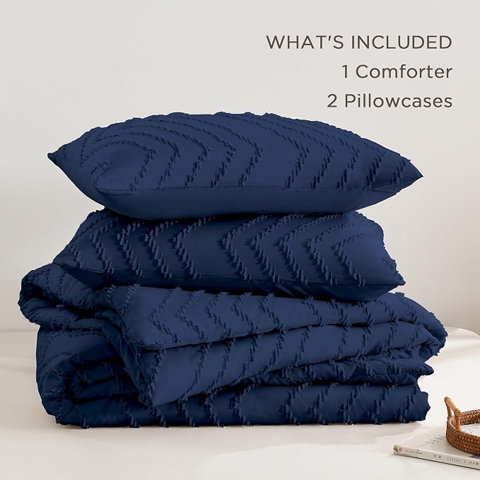 Andency Navy Blue Comforter Set Queen Size, Boho Soft Warm Tufted Bedding - Image 6