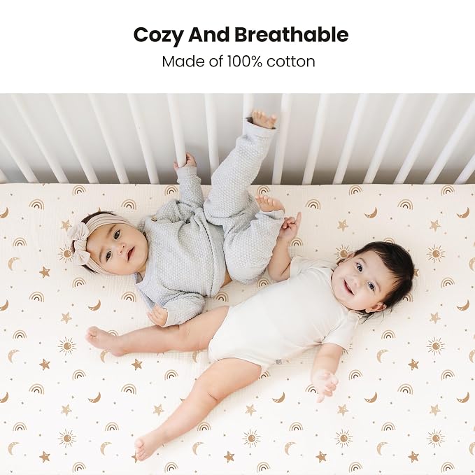 Konssy Muslin Crib Sheets for Girl Boy - Image 2