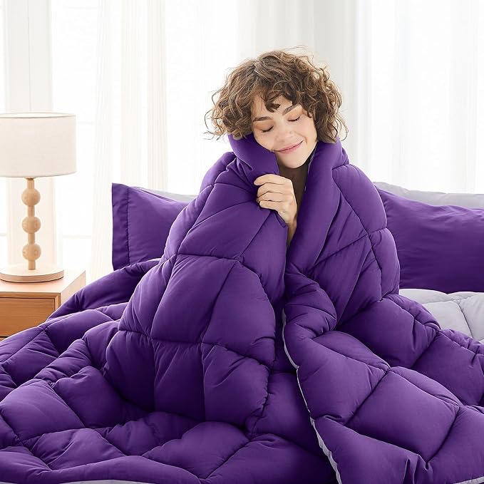MUXHOMO 7 Pieces Queen Comforter Set, Reversible Bed in a Bag Queen Size - Image 2