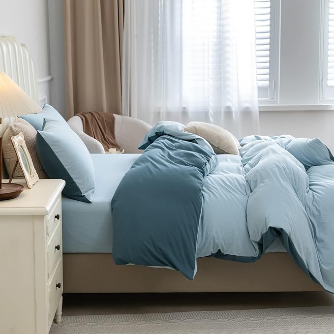 PURE ERA Jersey Knit Duvet Cover Set 100% T-Shirt Cotton Super Soft Comfy 3pc - Image 4