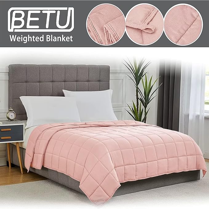 Pink Weighted Blanket for Adults 15lbs, Twin Full Size Cooling Heavy Throw - Image 5