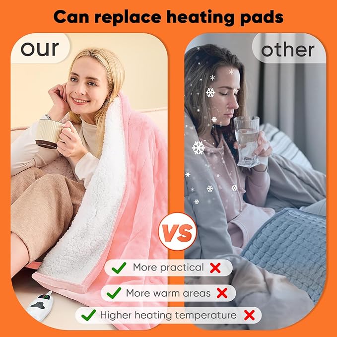 greenoak Heated Blanket Electric Throw 50"X60", Heating Blanket - Image 5