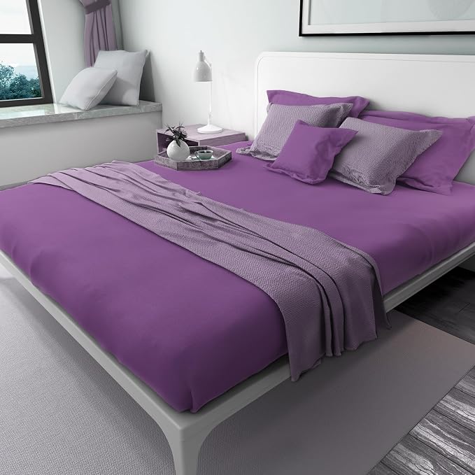 Lirex Purple Flat Sheet Twin, Ultra Soft & Breathable Brushed 1800 Microfiber - Image 5