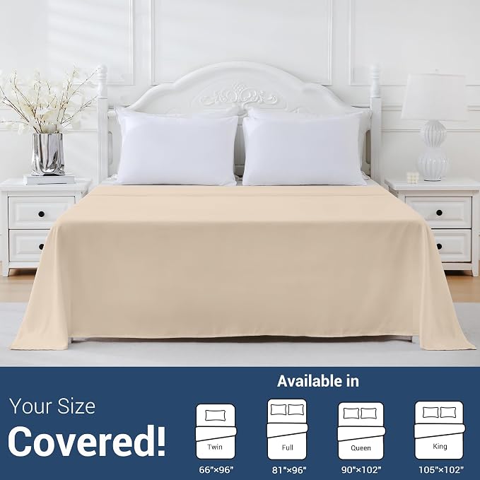 Queen Flat Sheet Only, 1 Pack Top Bed Sheets, Soft Breathable Brushed - Image 5