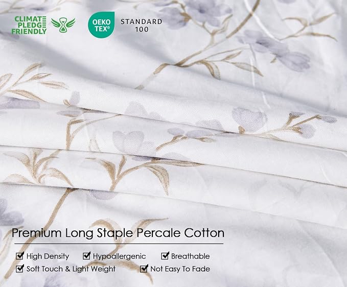 SLEEPBELLA Reversible Duvet Cover King, Elegant Purple Blossom on White - Image 5