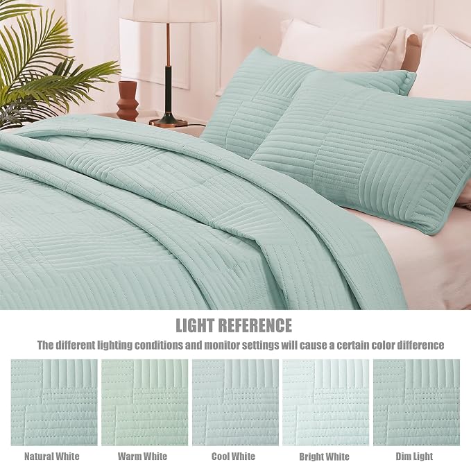 Whale Flotilla Ultra Soft King Quilt Bedding Set, Lightweight Microfiber Aqua - Image 5