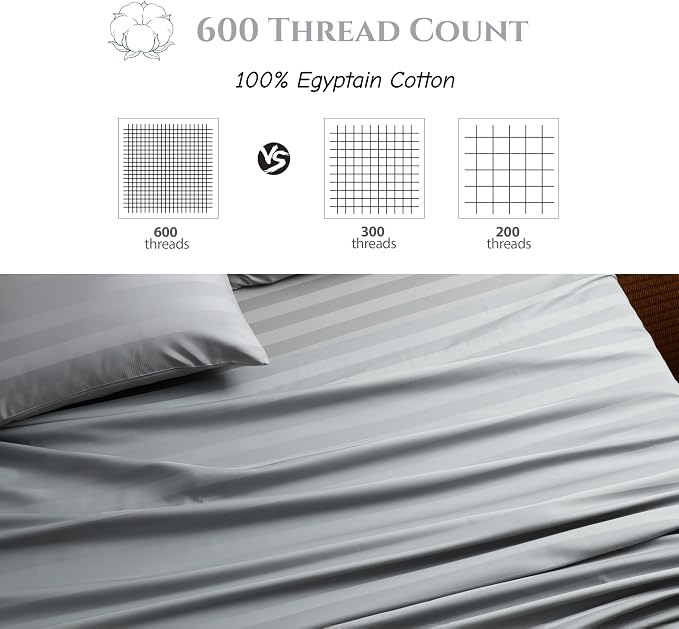 Cotton Flat Sheets Only, 600 TC 100% Cotton Flat Sheet Top Sheet Only, King - Image 3