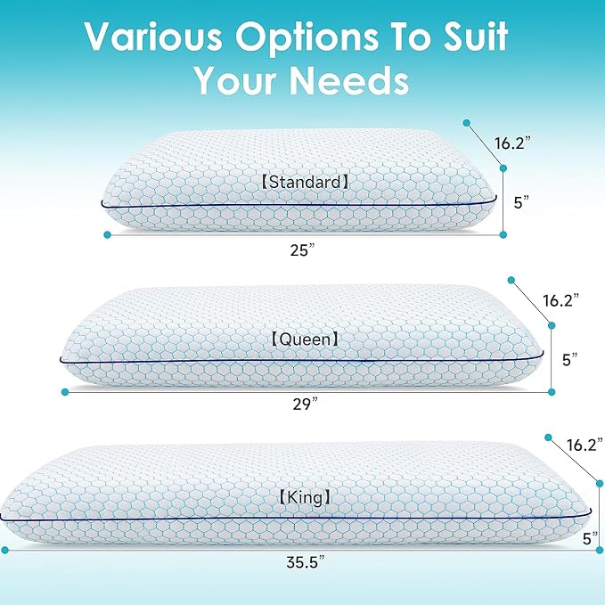 CushyOasis Memory Foam Pillows for Side, Back and Stomach Sleepers, Bed Pillow - Image 3