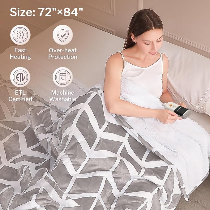 VENTIMI Electric Blanket Heated Throw, Fast Heating Blankets - Image 5